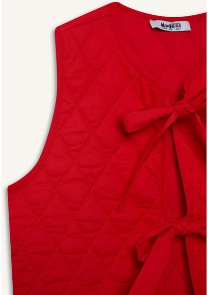 Bisiklet Yaka Bağlamalı Pamuklu Yelek F2723AX25SP