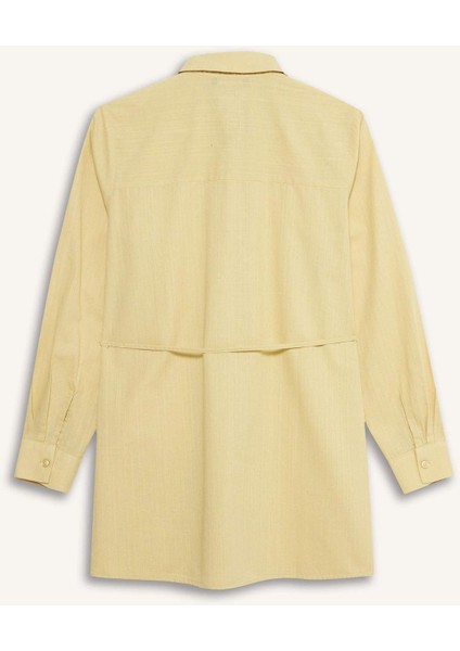 Regular Fit Poplin Bağlamalı Uzun Kollu Gömlek Tunik D4160AX25SM