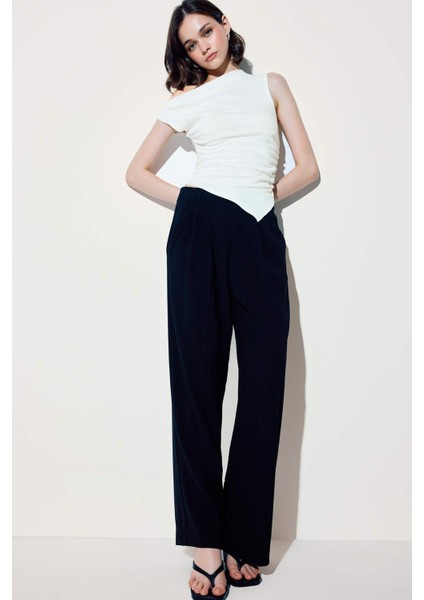 Slim Fit Dar Kesim Tek Omuzlu Ribana Bluz F2453AX25SM