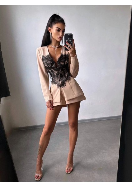 Dantel Detaylı Ceket Elbise