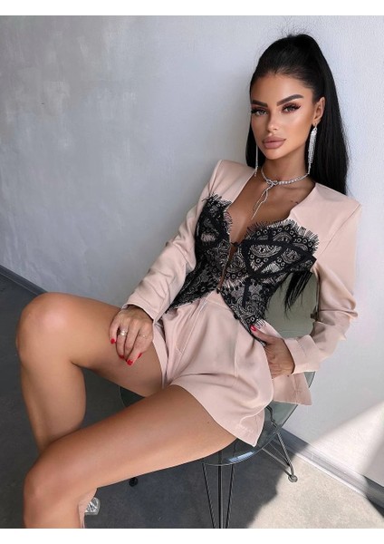 Dantel Detaylı Ceket Elbise