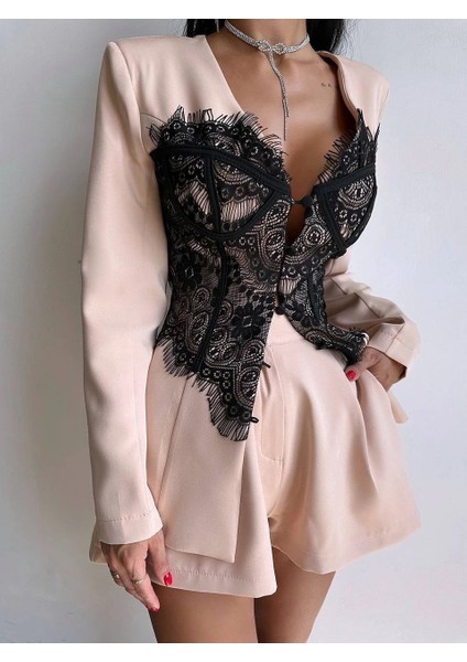 Dantel Detaylı Ceket Elbise