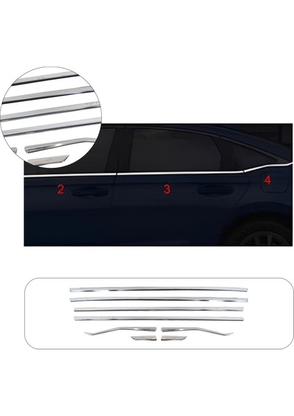 Honda Cıvıc Krom Cam Çıtası 8 Parça P.çelik 2022 ve Üzeri