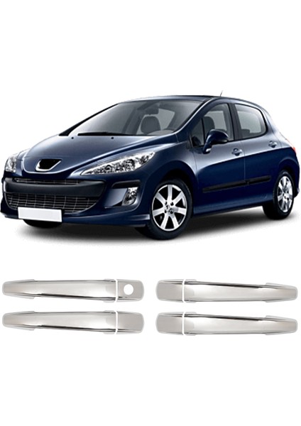 Peugeot 308 Uyumlu 2007-2013 Krom Kapı Kolu 4 Kapı Paslanmaz Çelik modelleri