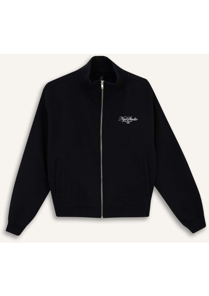 Relax Fit Kolej Yaka Baskılı Bomber Hırka F0310AX25AU