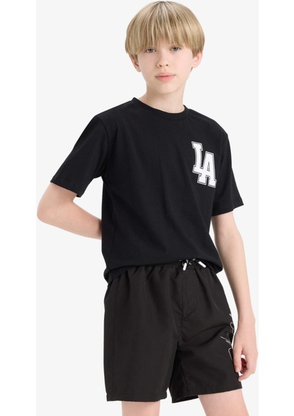 Erkek Çocuk Bisiklet Yaka Baskılı Kısa Kollu Tişört F2573A825SM