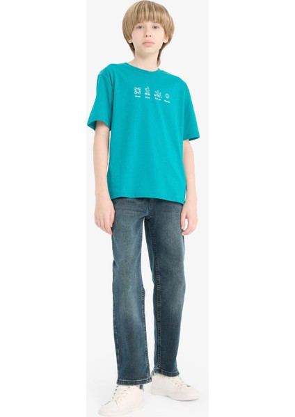 Erkek Çocuk Bisiklet Yaka Baskılı Kısa Kollu Tişört F2571A825SM