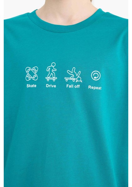 Erkek Çocuk Bisiklet Yaka Baskılı Kısa Kollu Tişört F2571A825SM