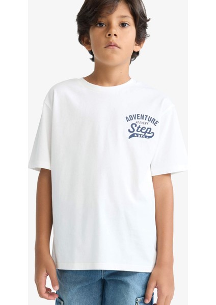 Erkek Çocuk Bisiklet Yaka Baskılı Kısa Kollu Tişört F2572A825SM