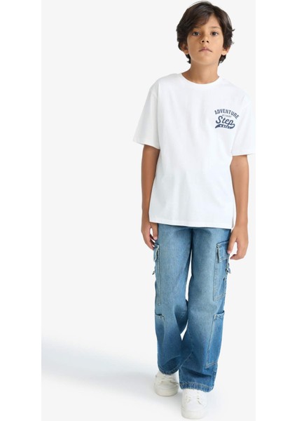 Erkek Çocuk Bisiklet Yaka Baskılı Kısa Kollu Tişört F2572A825SM