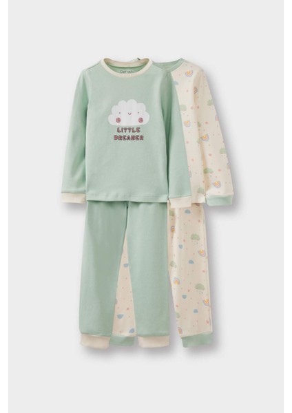 Kız Bebek 4'lü Pijama Takımı Baskılı Uzun Kollu Üst Uzun Alt F0633A525AU