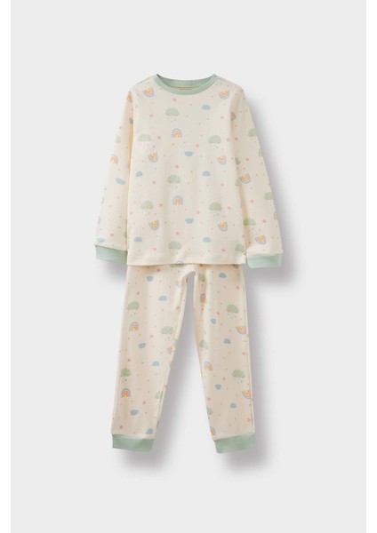 Kız Bebek 4'lü Pijama Takımı Baskılı Uzun Kollu Üst Uzun Alt F0633A525AU