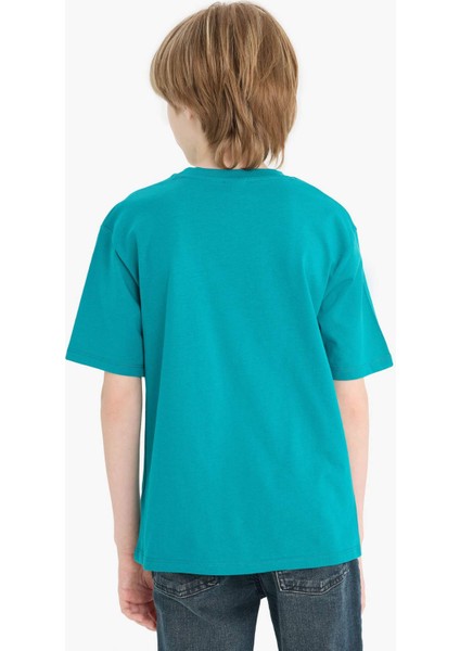 Erkek Çocuk Bisiklet Yaka Baskılı Kısa Kollu Tişört F2571A825SM