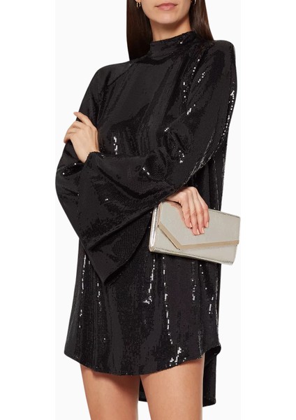 Jımmy Choo Emmie Glitter Clutch Çanta, Simli Deri, Zincir Askılı Lüks Gece Tasarımı fiyatları