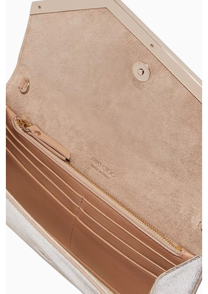 Jımmy Choo Emmie Glitter Clutch Çanta, Simli Deri, Zincir Askılı Lüks Gece Tasarımı fırsatları