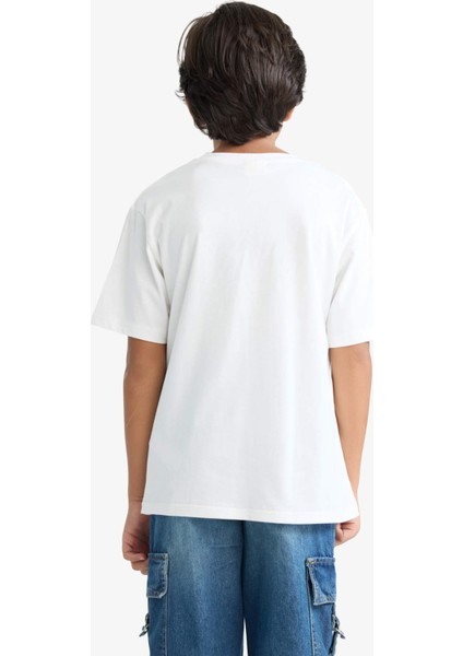 Erkek Çocuk Bisiklet Yaka Baskılı Kısa Kollu Tişört F2572A825SM