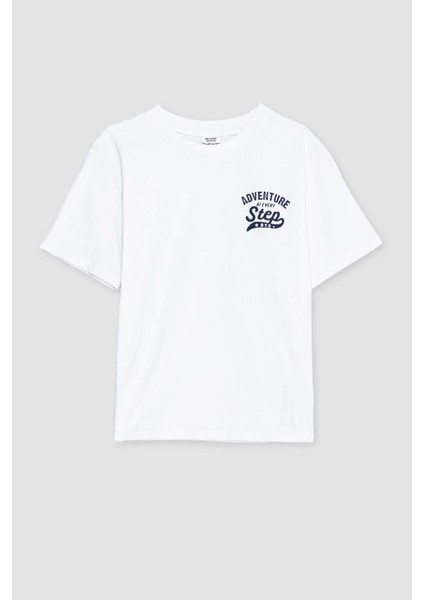 Erkek Çocuk Bisiklet Yaka Baskılı Kısa Kollu Tişört F2572A825SM