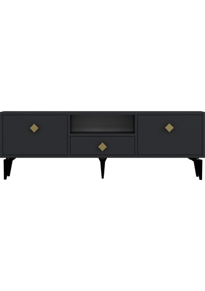 1304DROPDH-1 Tv Sehpası Antrasit-Altın Kulp modelleri