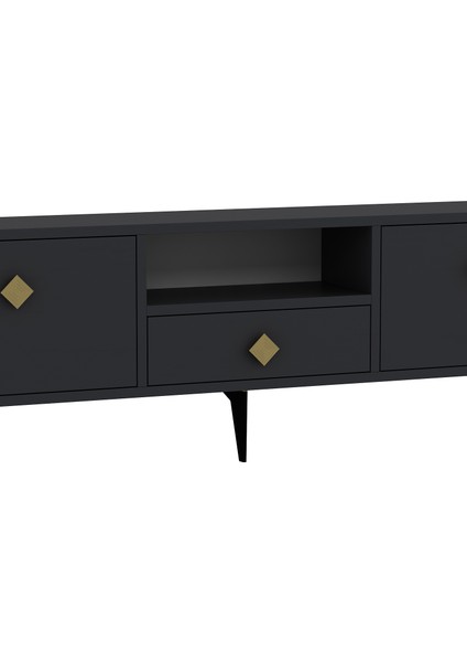 1304DROPDH-1 Tv Sehpası Antrasit-Altın Kulp