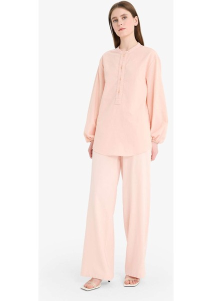 Wide Leg Keten Karışımlı Geniş Paça Pantolon F1345AX25SM