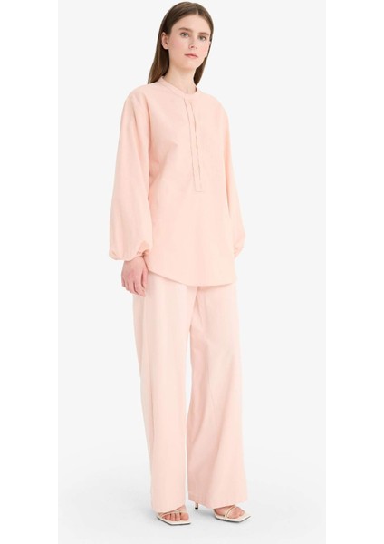 Wide Leg Keten Karışımlı Geniş Paça Pantolon F1345AX25SM