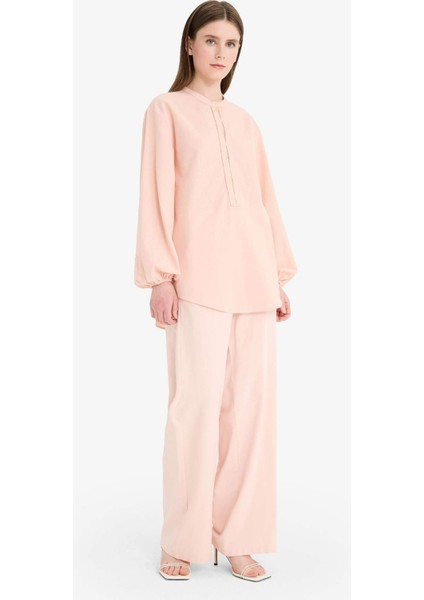 Wide Leg Keten Karışımlı Geniş Paça Pantolon F1345AX25SM