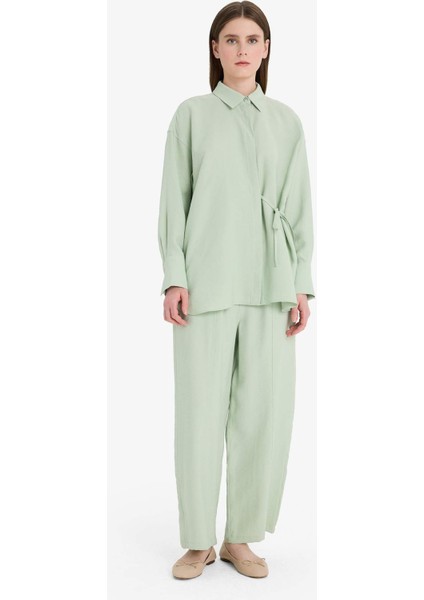 Beli Lastikli Basic Düz Modal Harem Pantolon F1370AX25SM