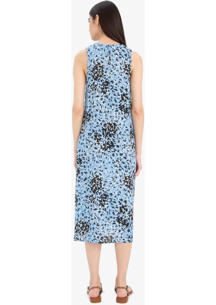 Halter Yaka Çiçek Desenli Cepli Kolsuz Midi Yazlık Elbise F2341AX25SM