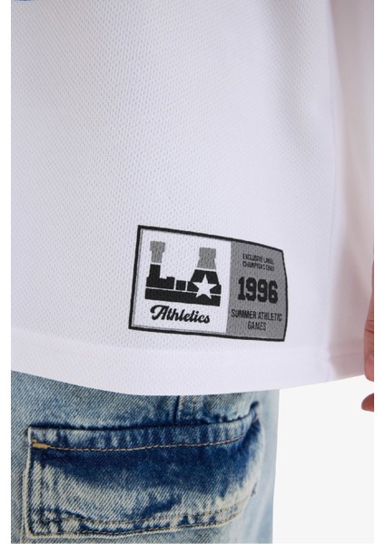 Coool Oversize Geniş Kalıp Polo Yaka Baskılı Forma Kumaşı Kısa Kollu Tişört F1968AX25SM