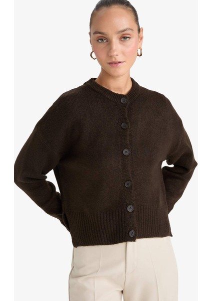 Regular Fit Bisiklet Yaka Düğmeli Triko Hırka F3031AX25WN