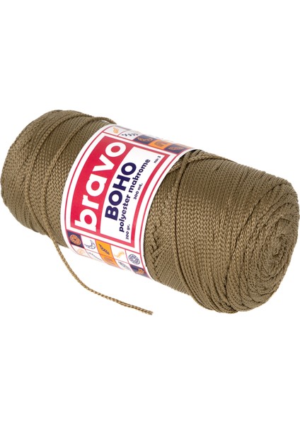 Boho Polyester Makrome İplik 200 gr 300 Metre 3 mm (Renk Kodu: 30) Açık Bej