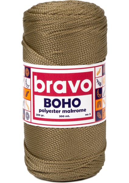 Boho Polyester Makrome İplik 200 gr 300 Metre 3 mm (Renk Kodu: 30) Açık Bej fiyatları
