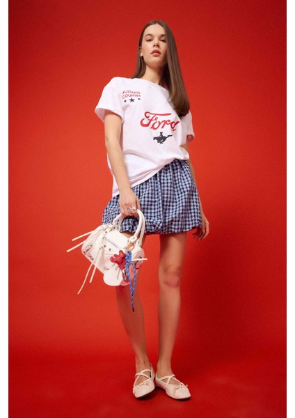 Ford Motor Company Oversize Geniş Kalıp Sırt Baskılı Kısa Kollu Tişört F2399AX25SM