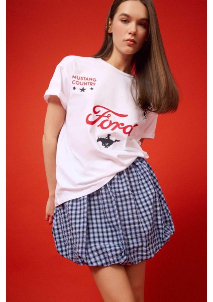 Ford Motor Company Oversize Geniş Kalıp Sırt Baskılı Kısa Kollu Tişört F2399AX25SM