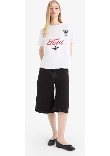 Ford Motor Company Oversize Geniş Kalıp Sırt Baskılı Kısa Kollu Tişört F2399AX25SM
