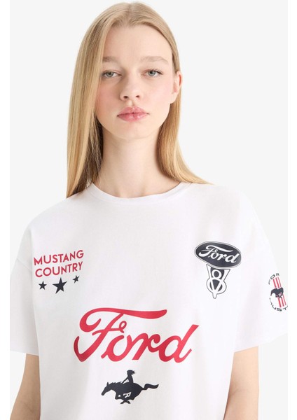 Ford Motor Company Oversize Geniş Kalıp Sırt Baskılı Kısa Kollu Tişört F2399AX25SM