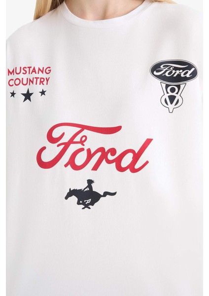 Ford Motor Company Oversize Geniş Kalıp Sırt Baskılı Kısa Kollu Tişört F2399AX25SM