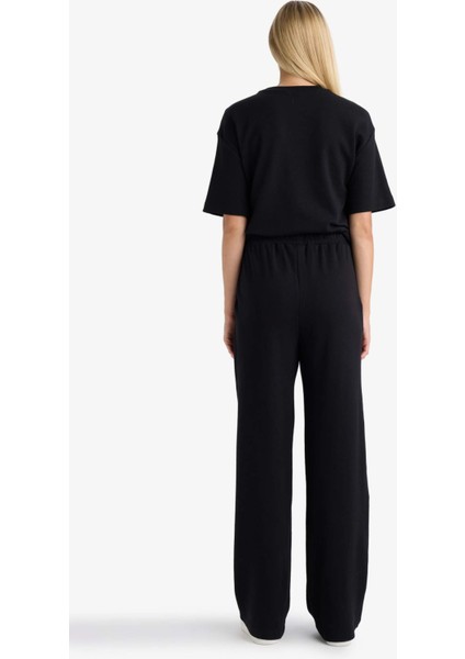 Wide Leg Geniş Paça Eşofman Altı Beli Lastikli Cepli Basic Düz D3759AX25AU