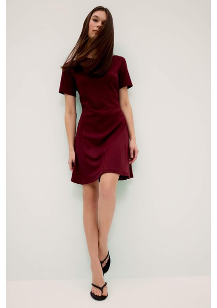 Bisiklet Yaka Basic Düz Kısa Kollu Mini Yazlık Elbise