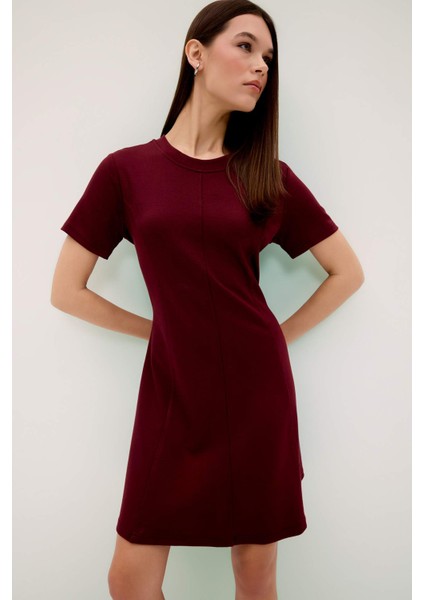 Bisiklet Yaka Basic Düz Kısa Kollu Mini Yazlık Elbise