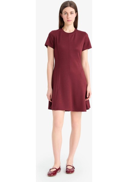 Bisiklet Yaka Basic Düz Kısa Kollu Mini Yazlık Elbise