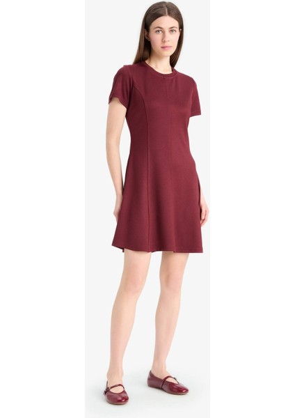 Bisiklet Yaka Basic Düz Kısa Kollu Mini Yazlık Elbise