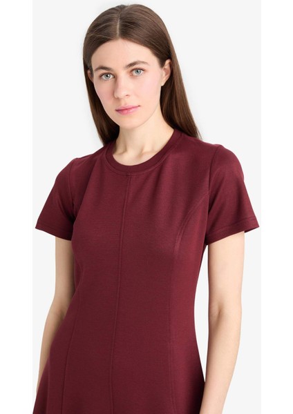 Bisiklet Yaka Basic Düz Kısa Kollu Mini Yazlık Elbise