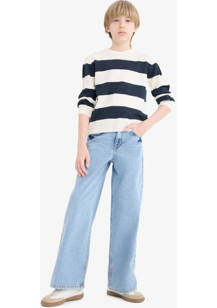 Erkek Çocuk Bisiklet Yaka Çizgili Triko Kazak C1710A825AU