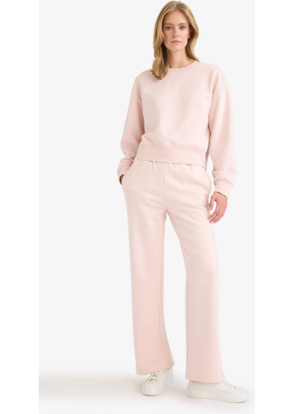 Straight Fit Basic Düz Cepli Yüksek Bel Eşofman Altı B8571AX25AU