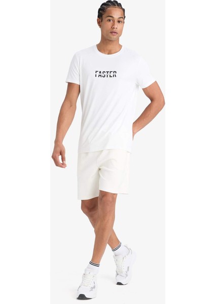 Fit Hızlı Kuruyan Slim Fit Dar Kesim Bisiklet Yaka Baskılı Sporcu Kısa Kollu Tişört F2762AX25SP