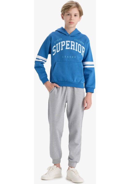 Erkek Çocuk 2'li Takım Baskılı Kapüşonlu Sweatshirt Eşofman Altı D3565A825AU