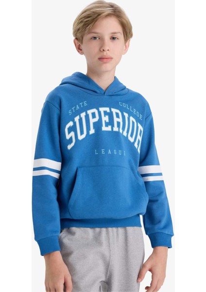 Erkek Çocuk 2'li Takım Baskılı Kapüşonlu Sweatshirt Eşofman Altı D3565A825AU