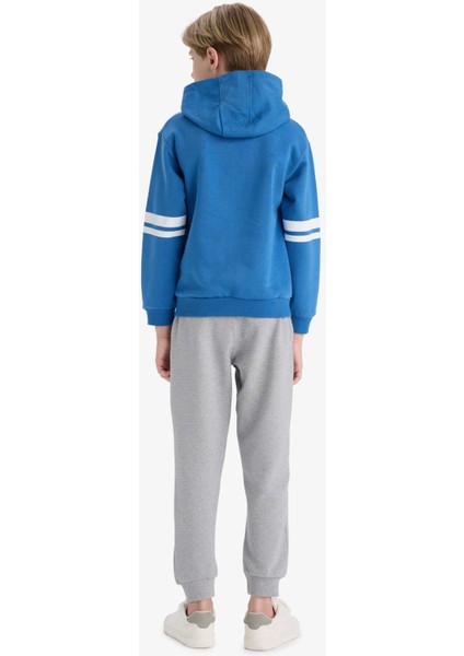 Erkek Çocuk 2'li Takım Baskılı Kapüşonlu Sweatshirt Eşofman Altı D3565A825AU