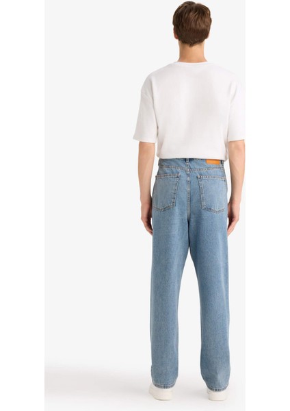 %100 Pamuk Baggy Fit Normal Bel Geniş Paça Jean Pantolon E8421AX25AU